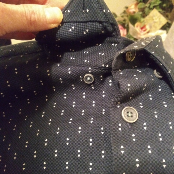 Ted Baker London Button Down Navy & White Short Sleeved Shirt - Picture 7 of 7